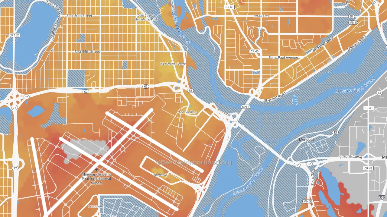 Transit Grade map of 55111, MN