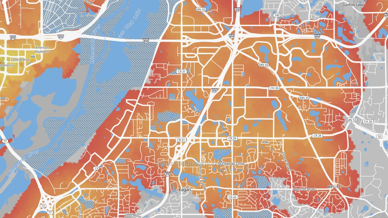 Transit Grade map of 55121, MN