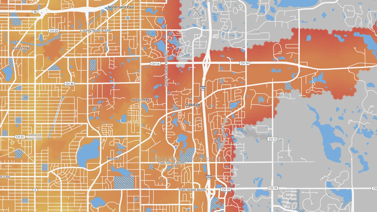 Transit Grade map of 55128, MN