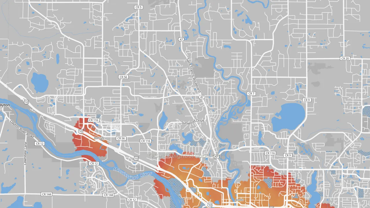 Transit Grade map of 55303, MN