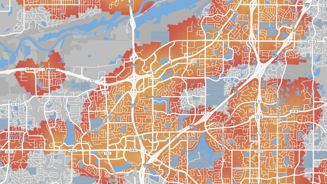 Transit Grade map of 55337, MN