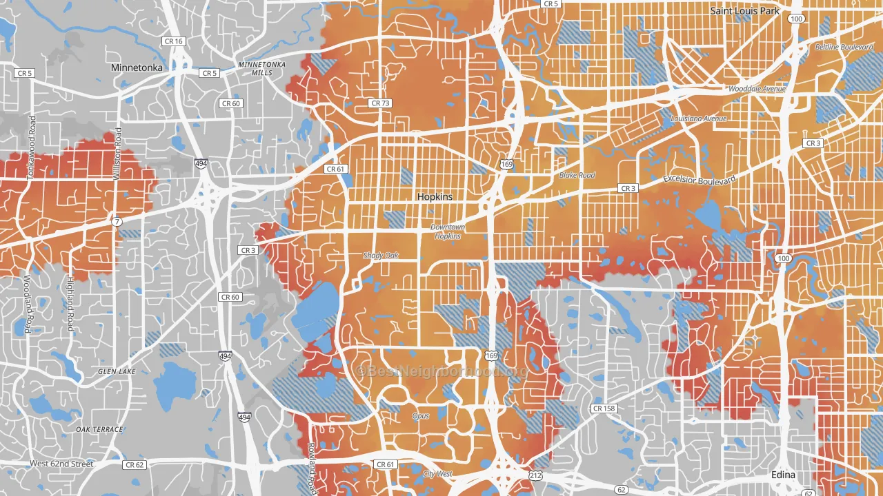 Transit Grade map of 55343, MN