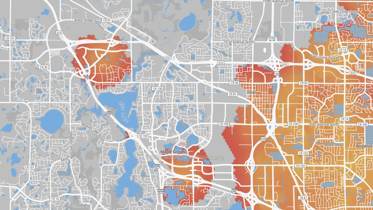 Transit Grade map of 55369, MN