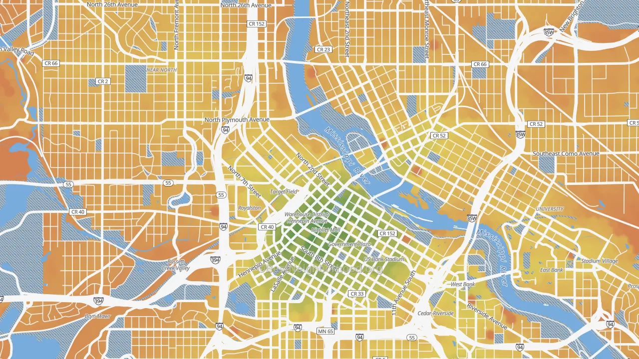 Transit Grade map of 55401, MN