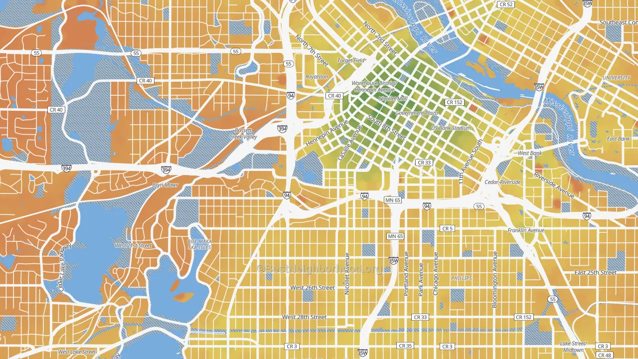 Transit Grade map of 55403, MN