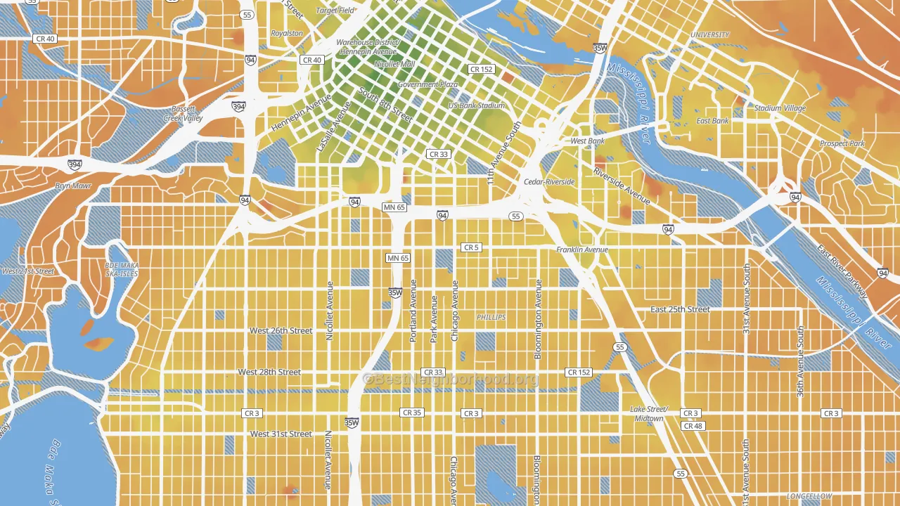 Transit Grade map of 55404, MN