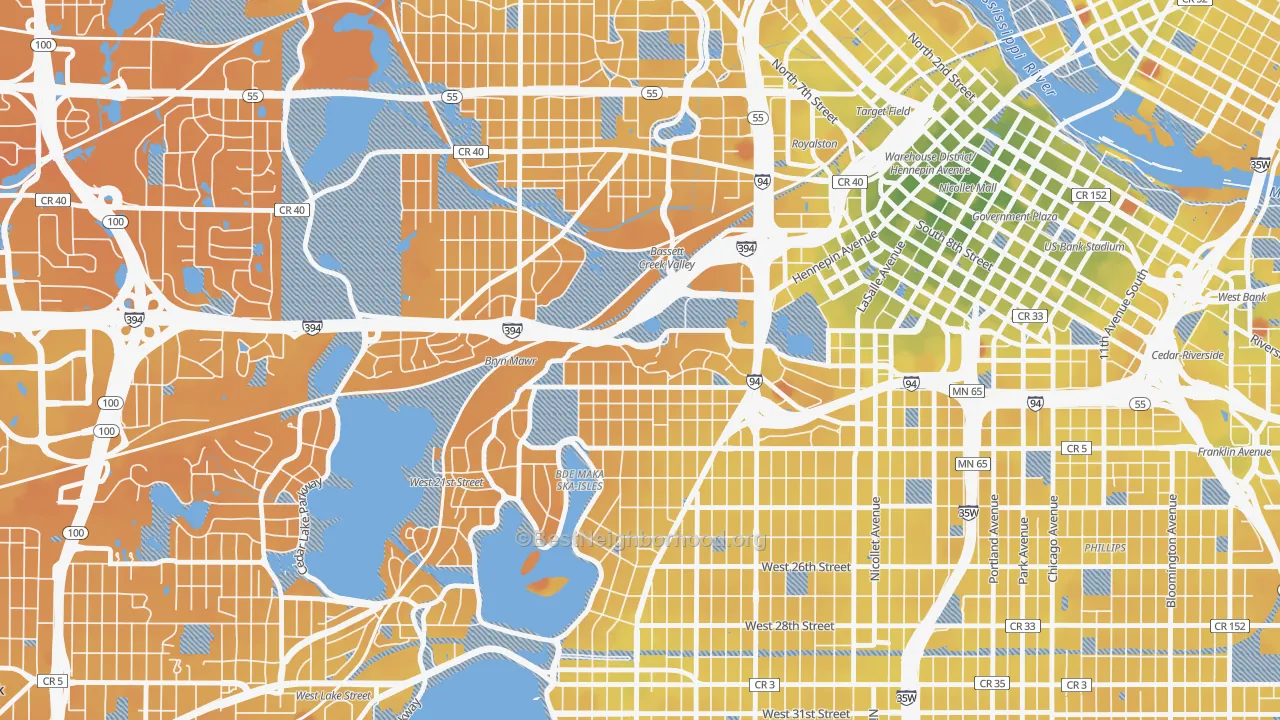 Transit Grade map of 55405, MN