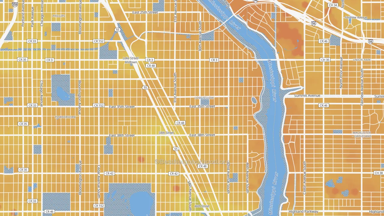 Transit Grade map of 55406, MN