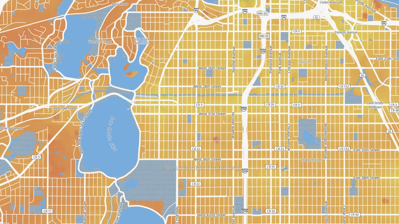 Transit Grade map of 55408, MN