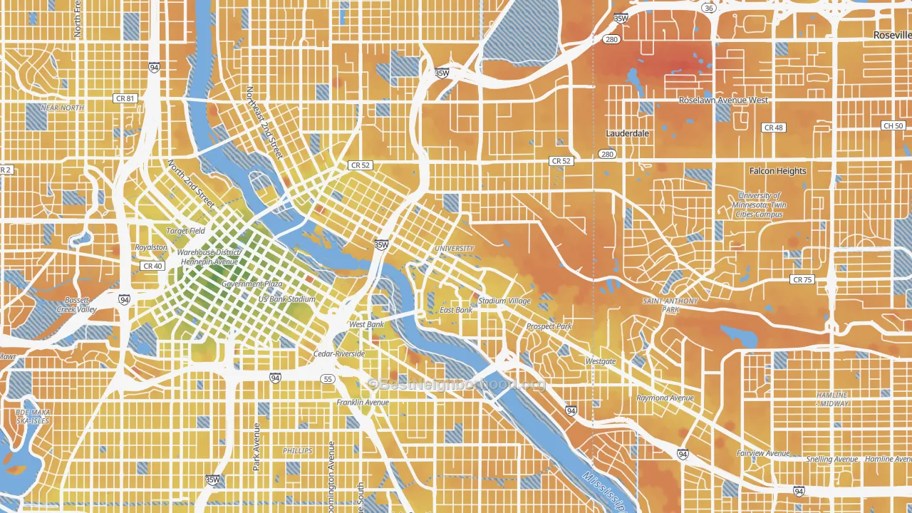 Transit Grade map of 55414, MN