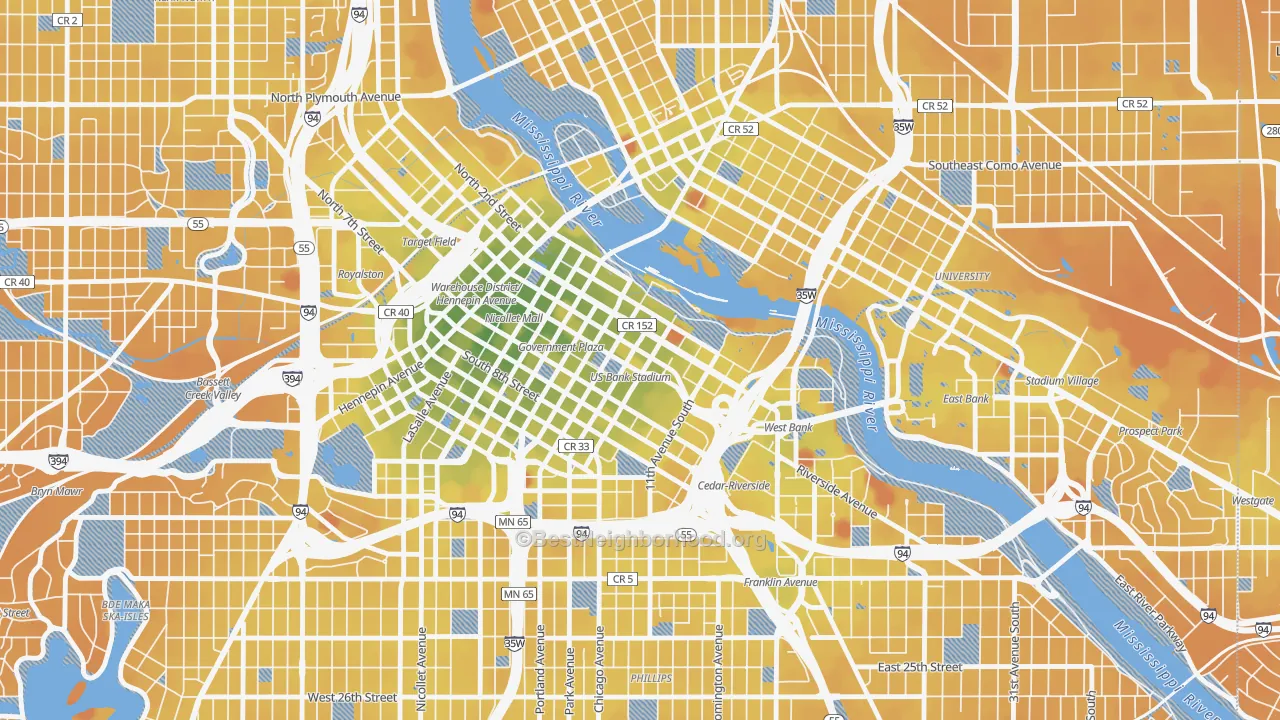 Transit Grade map of 55415, MN