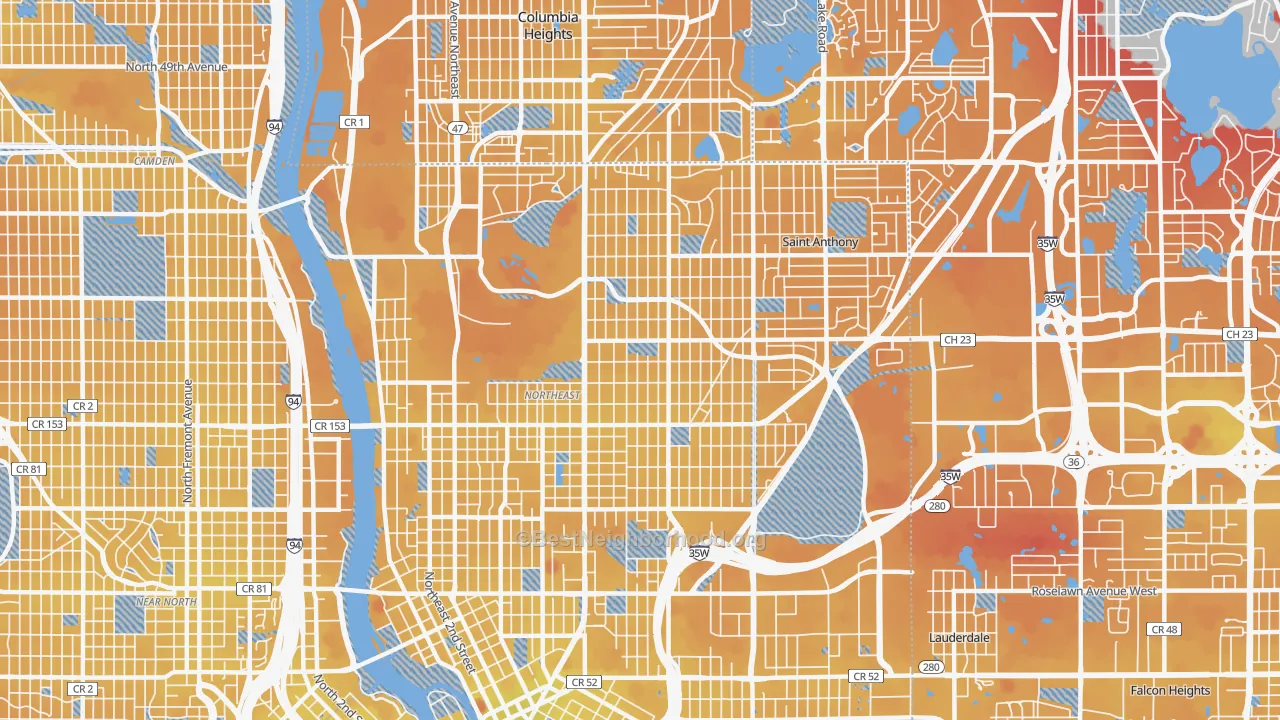 Transit Grade map of 55418, MN
