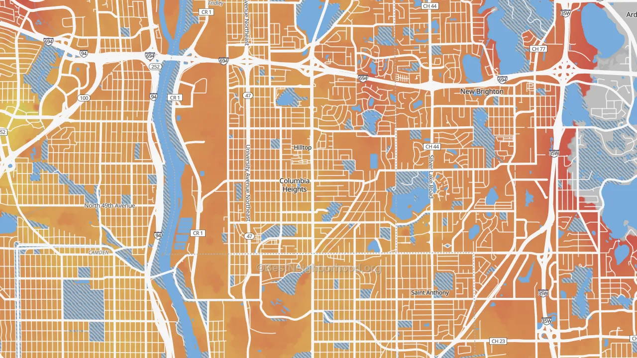 Transit Grade map of 55421, MN