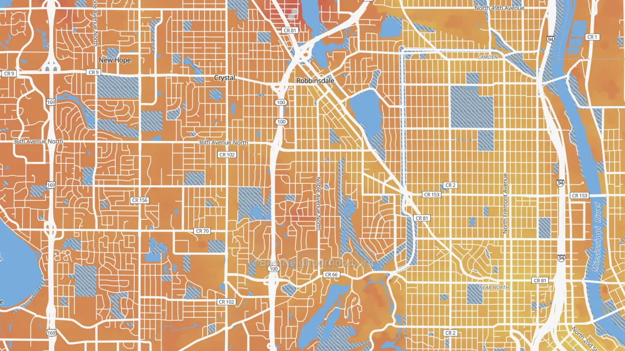 Transit Grade map of 55422, MN