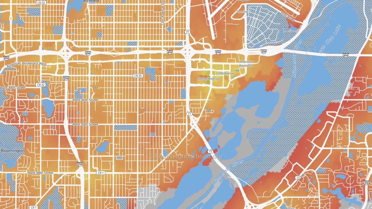 Transit Grade map of 55425, MN