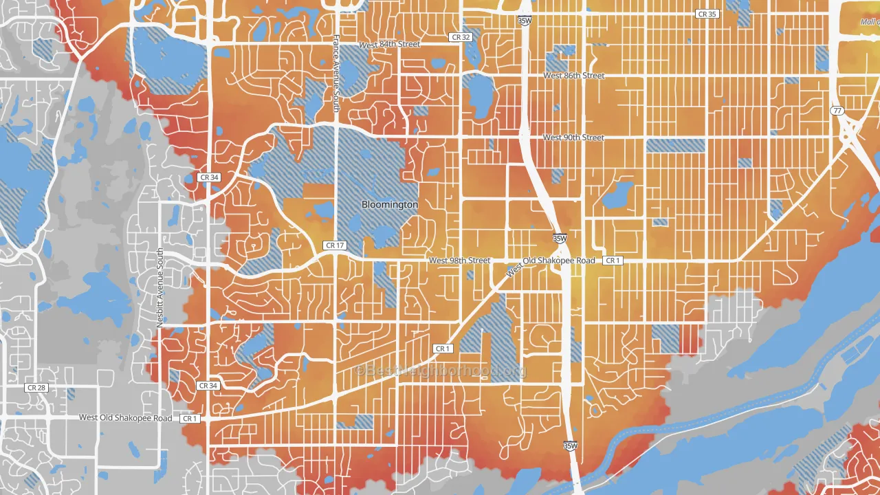 Transit Grade map of 55431, MN