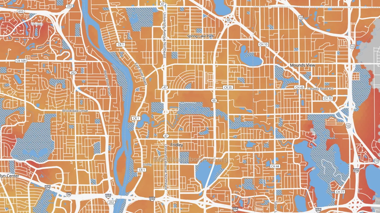 Transit Grade map of 55432, MN