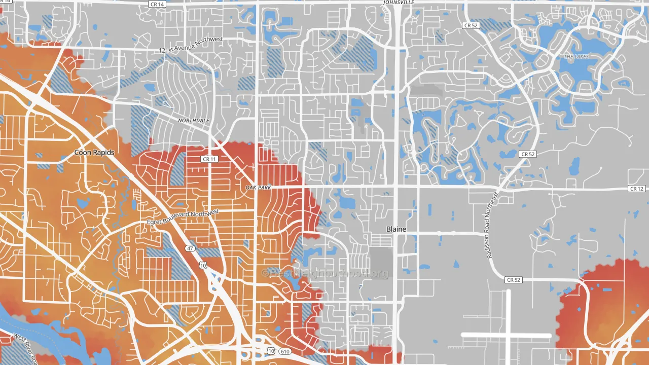 Transit Grade map of 55434, MN