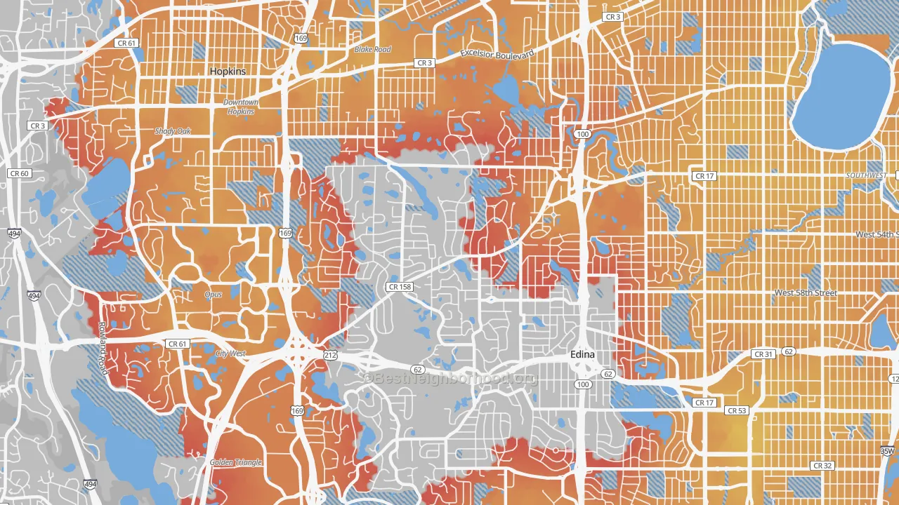 Transit Grade map of 55436, MN