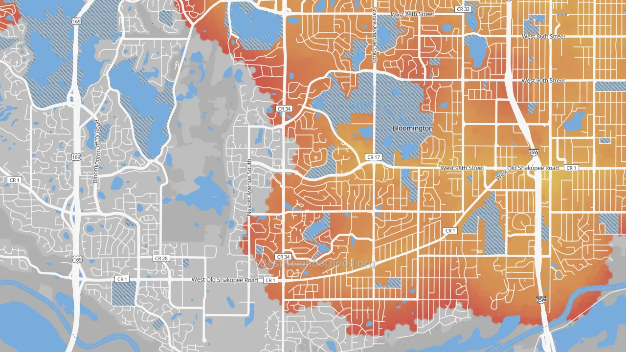 Transit Grade map of 55437, MN