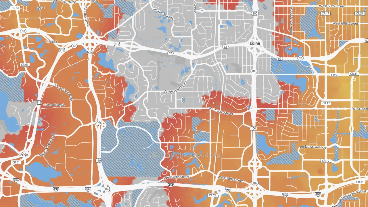 Transit Grade map of 55439, MN