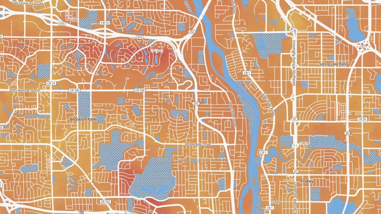 Transit Grade map of 55444, MN