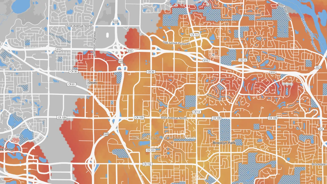 Transit Grade map of 55445, MN