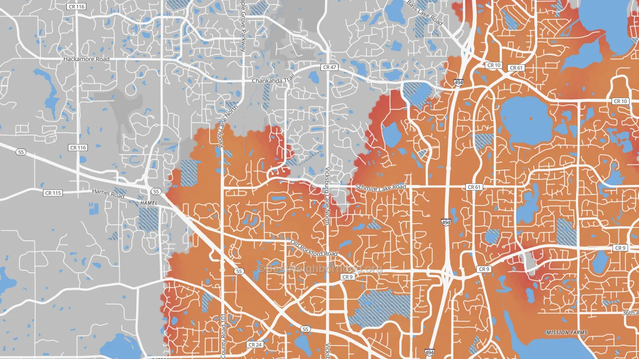 Transit Grade map of 55446, MN