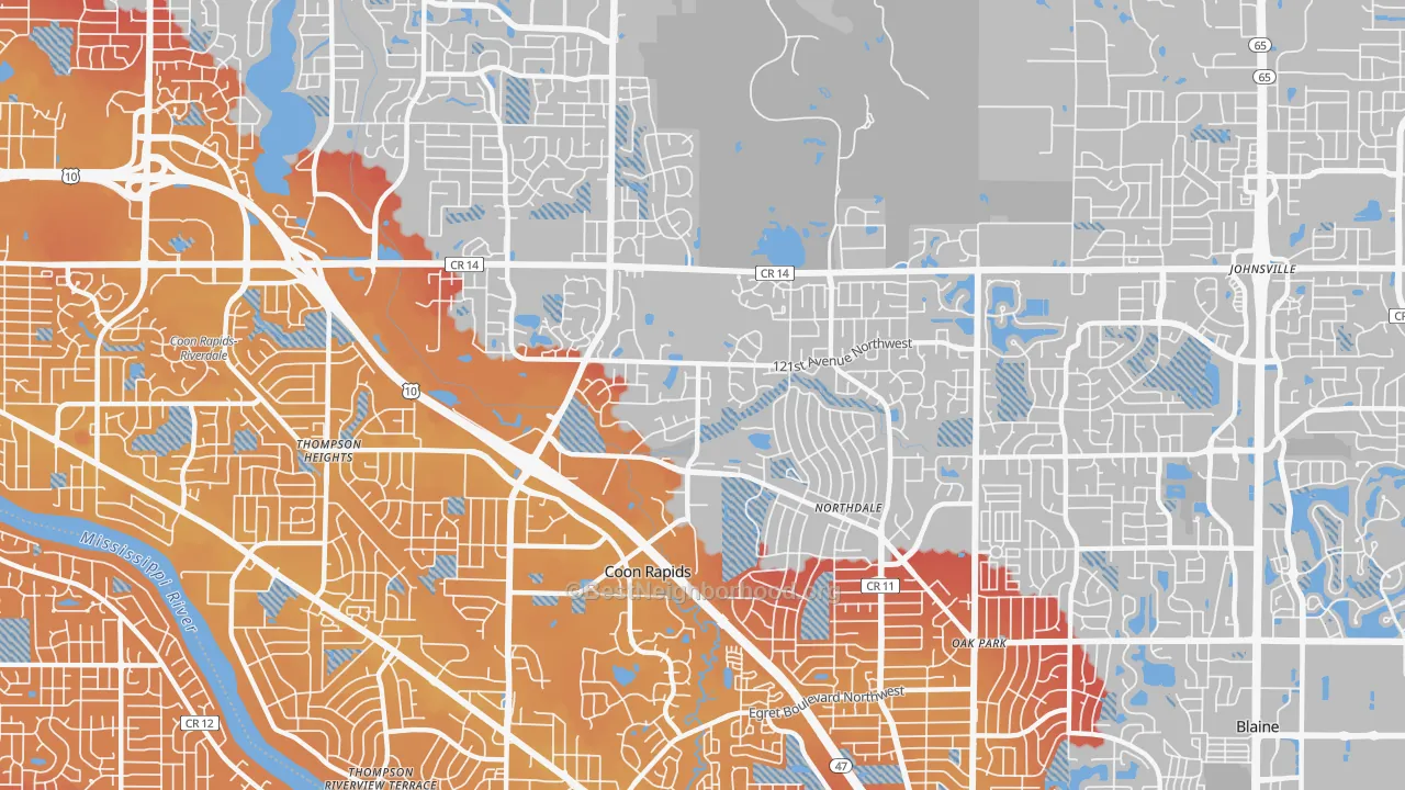 Transit Grade map of 55448, MN