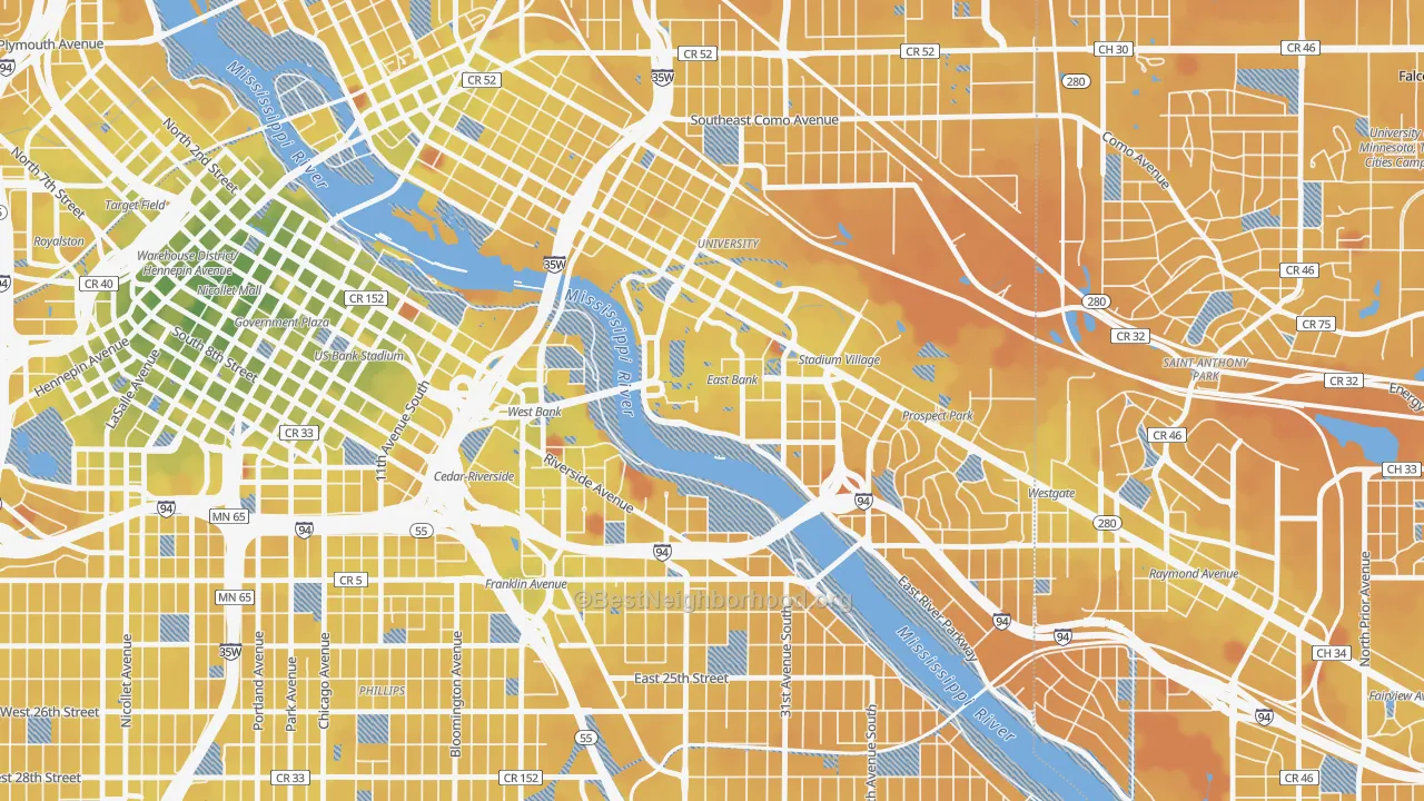 Transit Grade map of 55455, MN
