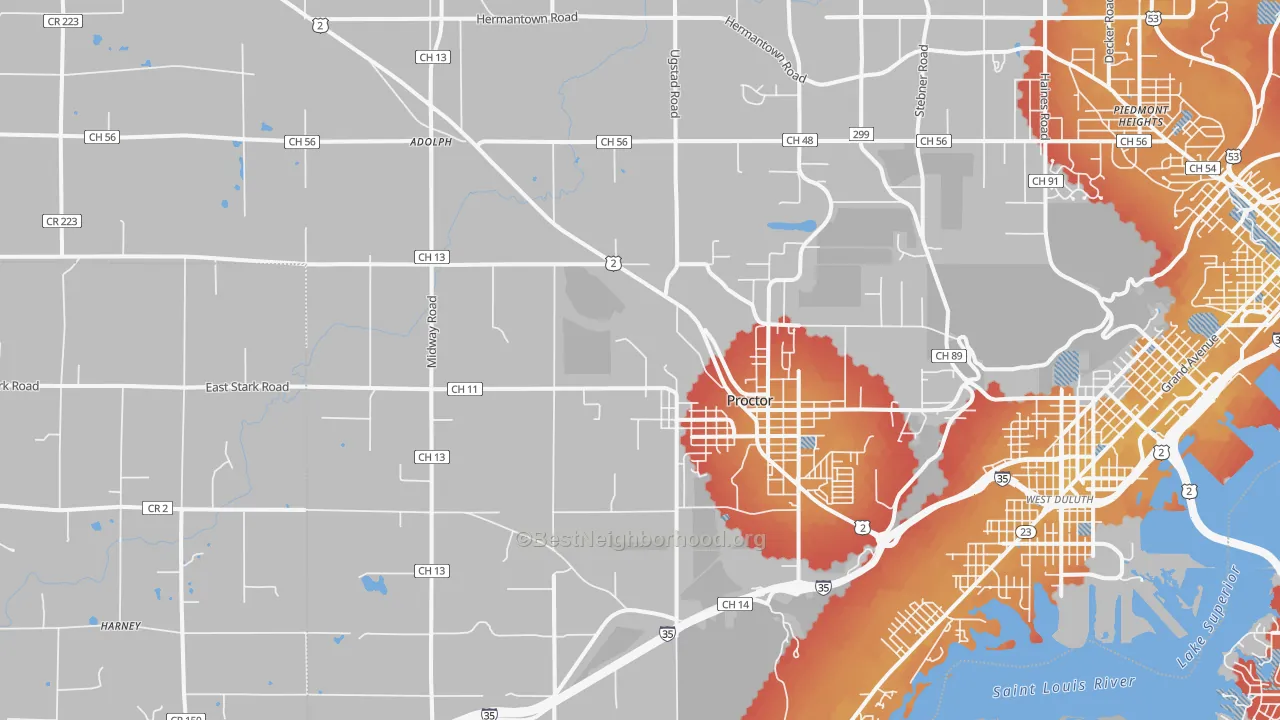 Transit Grade map of 55810, MN