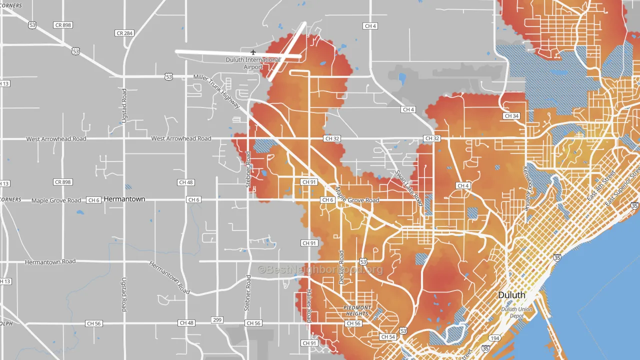 Transit Grade map of 55811, MN