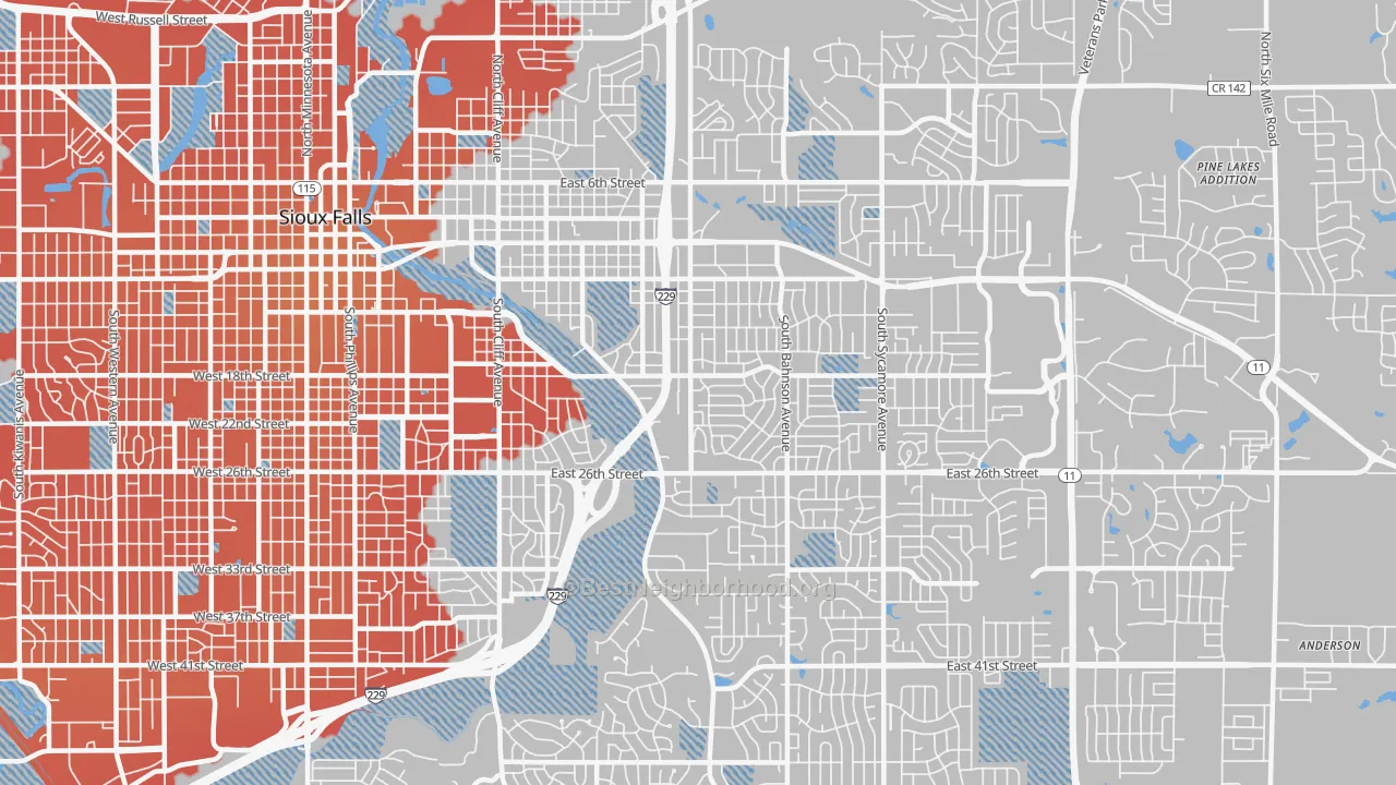 Transit Grade map of 57103, SD