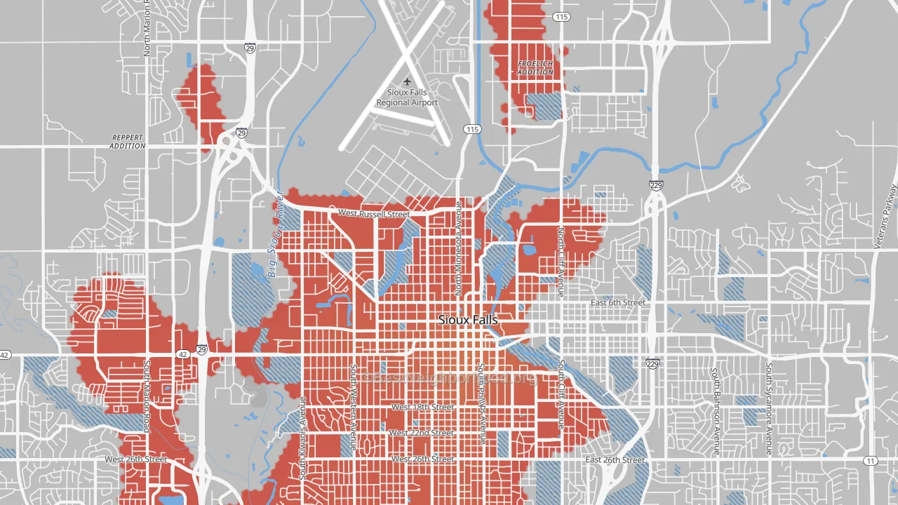Transit Grade map of 57104, SD