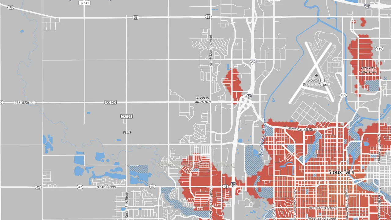 Transit Grade map of 57107, SD