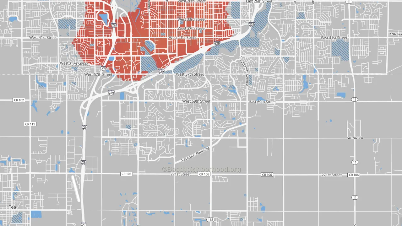 Transit Grade map of 57108, SD
