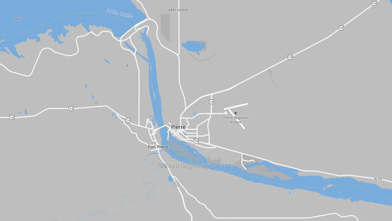 Transit Grade map of 57501, SD