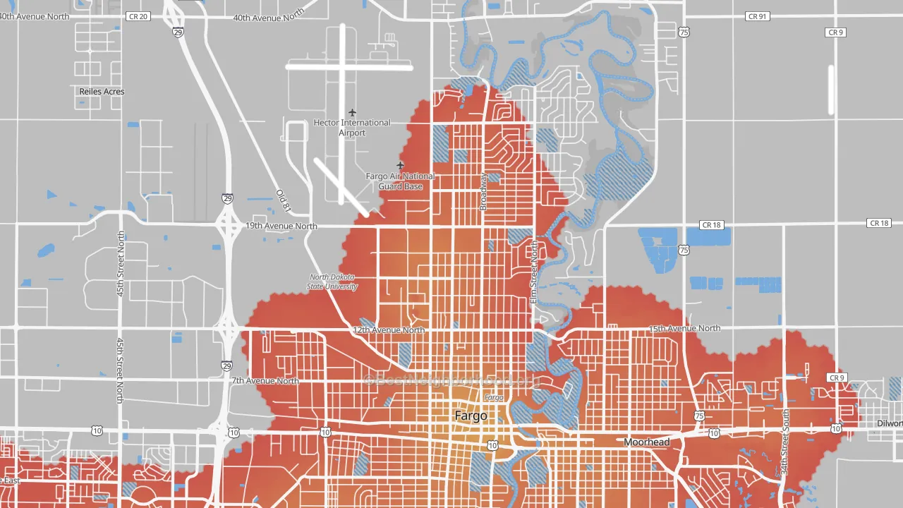 Transit Grade map of 58102, ND