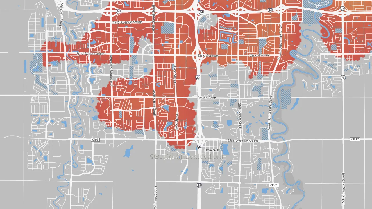 Transit Grade map of 58104, ND