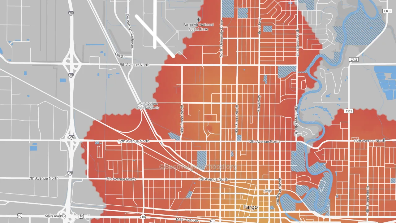 Transit Grade map of 58105, ND