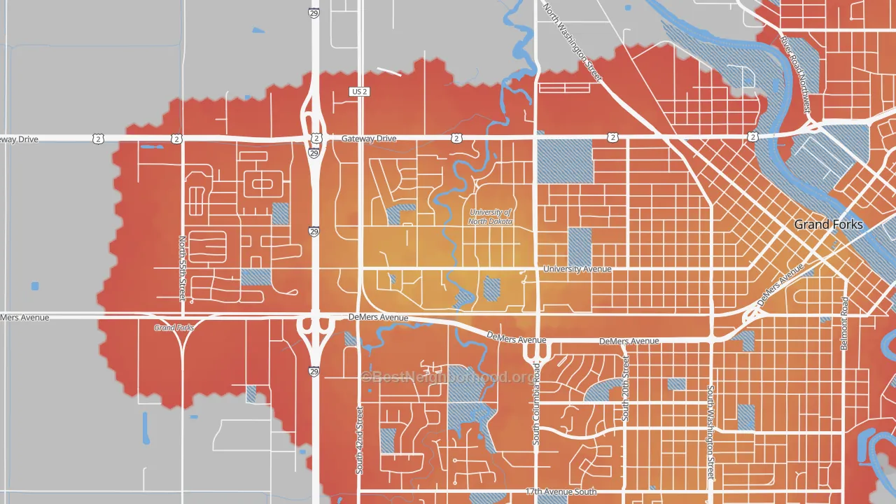 Transit Grade map of 58202, ND