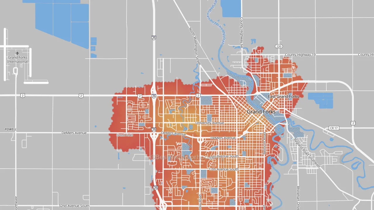Transit Grade map of 58203, ND