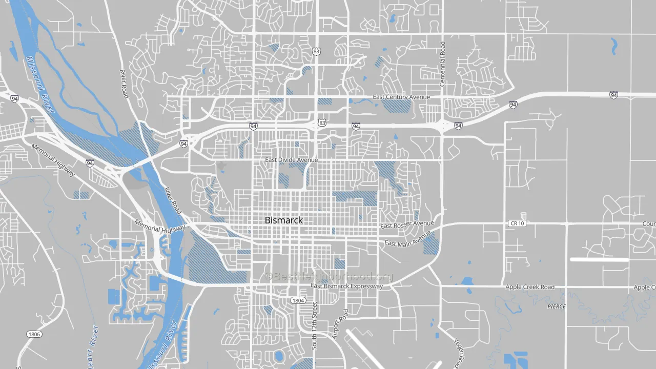 Transit Grade map of 58501, ND