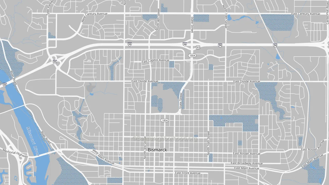 Transit Grade map of 58505, ND