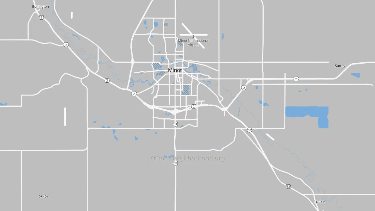 Transit Grade map of 58701, ND