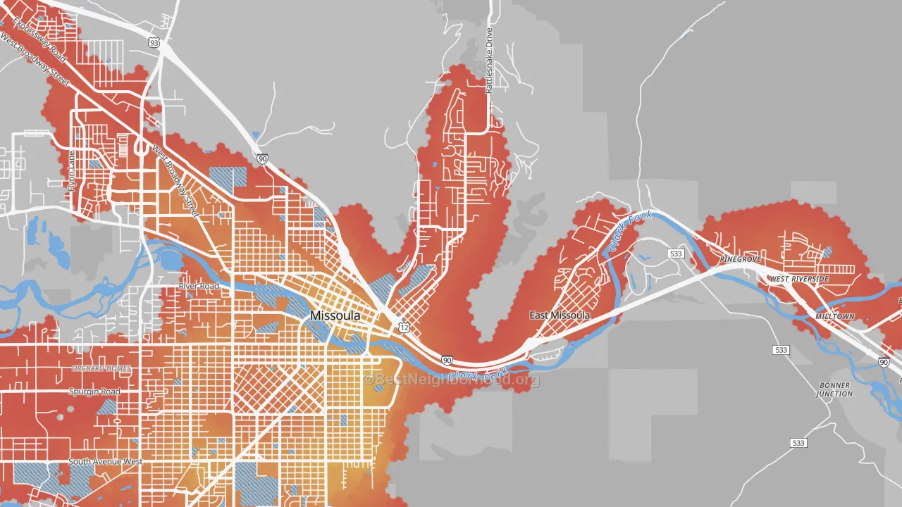 Transit Grade map of 59802, MT