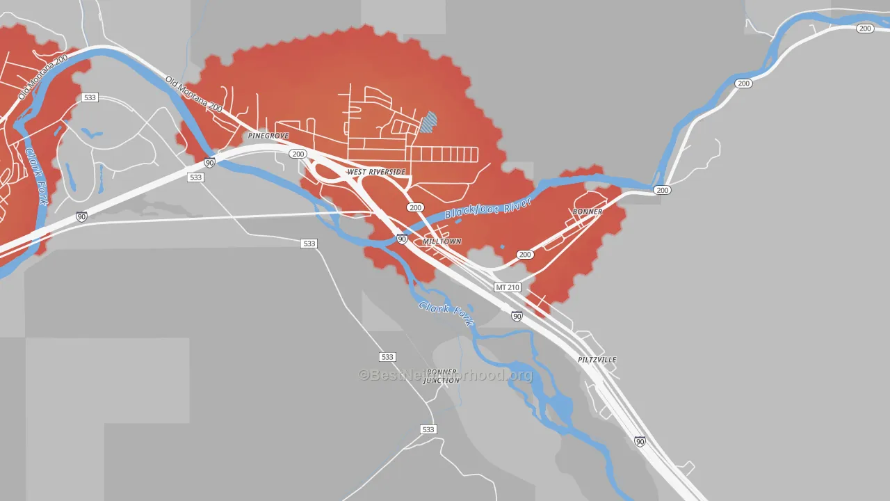 Transit Grade map of 59851, MT
