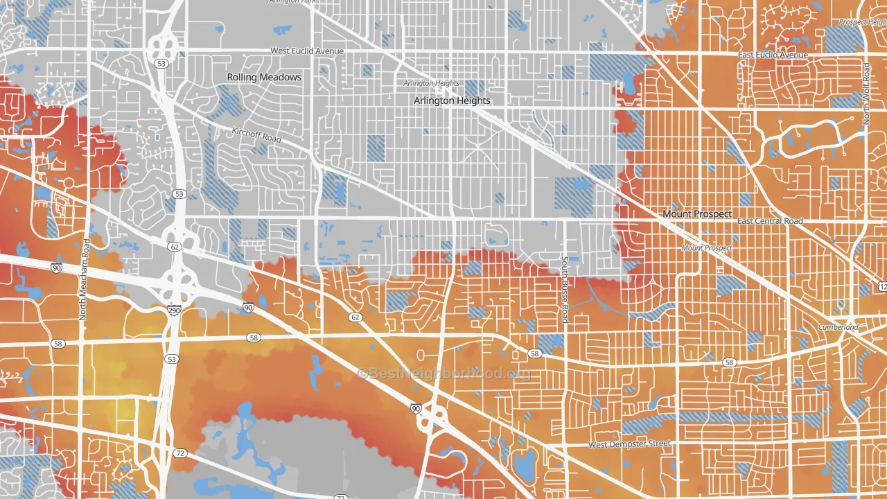 Transit Grade map of 60005, IL