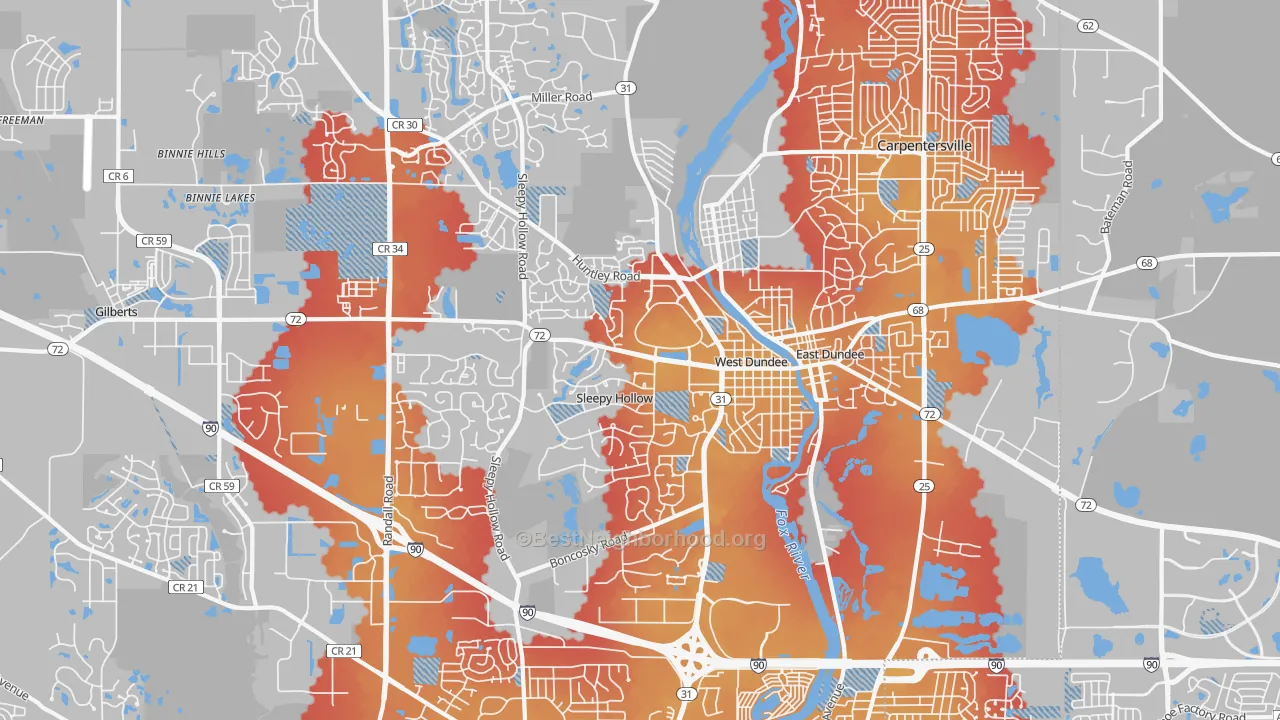 Transit Grade map of 60118, IL