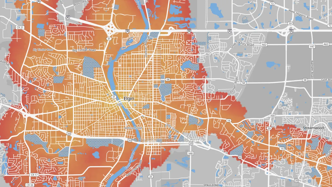 Transit Grade map of 60120, IL